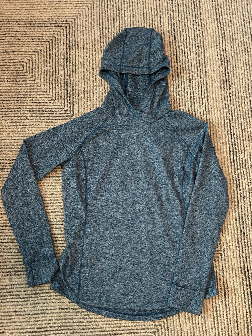 Duluth Trading Women’s Small Heathered Blue Hooded Performance Pullover Sweater
